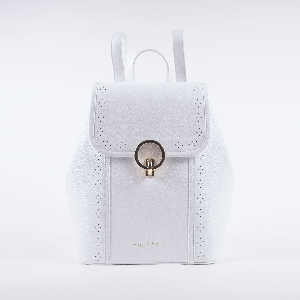 Corneli Leather Backpack in White – COCOONA